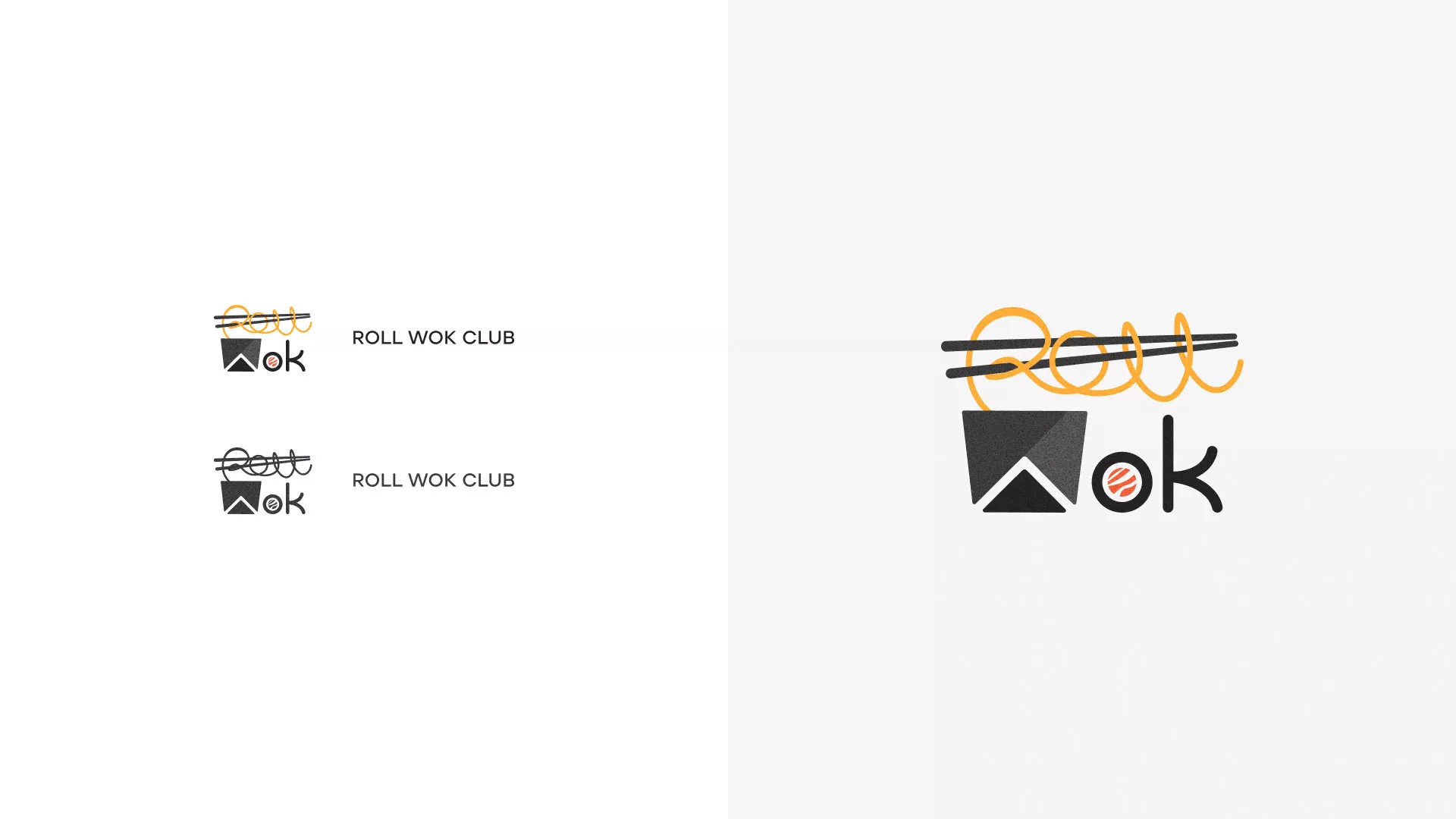 Разработка логотипа суши-бара «Roll Wok Club» в Мегионе
